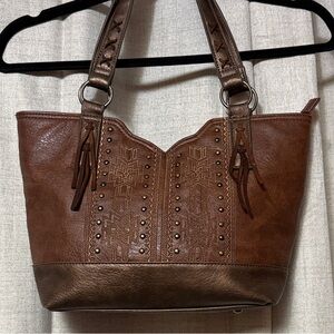 Justin Boots Brown Leather Shoulder Bag